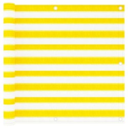 vidaXL Toldo para balcón HDPE amarillo y blanco 90x300 cm