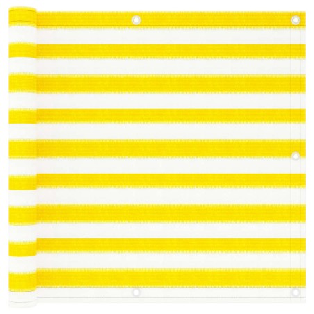 vidaXL Toldo para balcón HDPE amarillo y blanco 90x300 cm