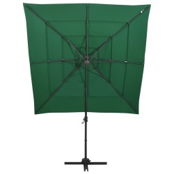 vidaXL Sombrilla de 4 niveles con poste aluminio verde 250x250 cm