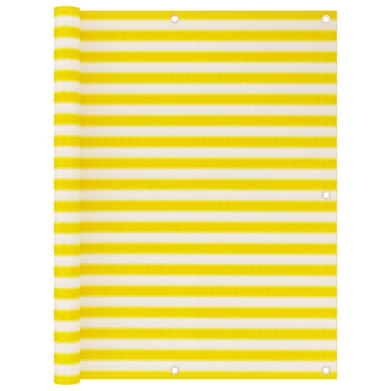 vidaXL Toldo para balcón HDPE amarillo y blanco 120x600 cm vidaXL Toldo para balcón HDPE amarillo y blanco 120x600 cm