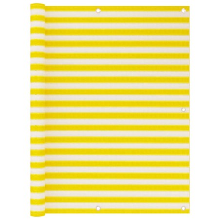 vidaXL Toldo para balcón HDPE amarillo y blanco 120x600 cm