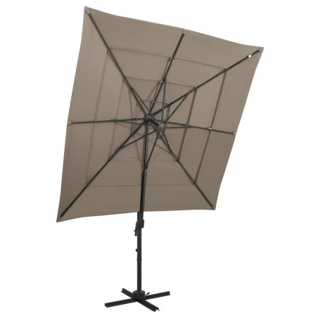 vidaXL Sombrilla de 4 niveles con poste aluminio gris taupe 250x250 cm