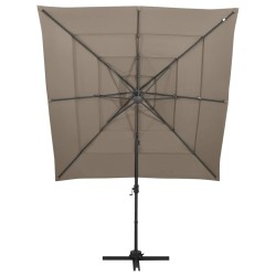 vidaXL Sombrilla de 4 niveles con poste aluminio gris taupe 250x250 cm