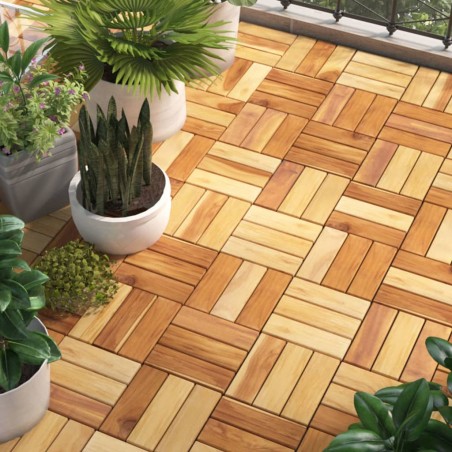 vidaXL Baldosas de terraza 10 uds madera maciza teca 30x30 cm 