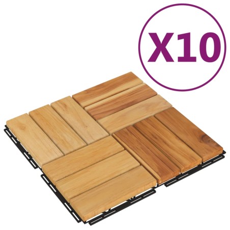 vidaXL Baldosas de terraza 10 uds madera maciza teca 30x30 cm 