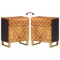 vidaXL Mesita de noche madera maciza mango marrón y negro 50x33x60 c vidaXL Mesita de noche madera maciza mango marrón y negro 50x33x60 c