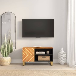 vidaXL Mueble de TV madera de mango marrón negro 80x31,5x46 cm