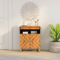 vidaXL Mueble auxiliar madera maciza mango marrón/negro 60x33,5x75 cm