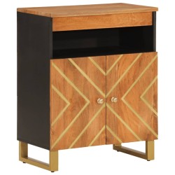 vidaXL Mueble auxiliar madera maciza mango marrón/negro 60x33,5x75 cm