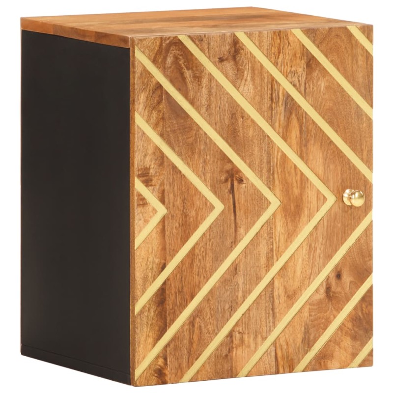 vidaXL Mueble de baño de pared madera maciza mango marrón y negro vidaXL Mueble de baño de pared madera maciza mango marrón y negro