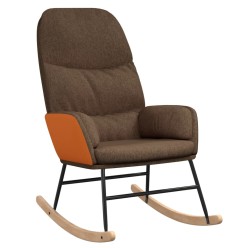 vidaXL Silla mecedora de tela marrón