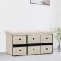 vidaXL Banco de almacenaje plegable lino sintético crema 76x38x38 cm vidaXL Banco de almacenaje plegable lino sintético crema 76x38x38 cm