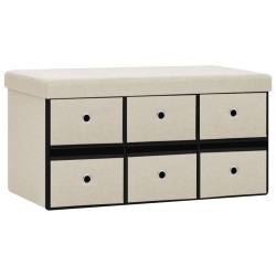 vidaXL Banco de almacenaje plegable lino sintético crema 76x38x38 cm