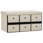 vidaXL Banco de almacenaje plegable lino sintético crema 76x38x38 cm vidaXL Banco de almacenaje plegable lino sintético crema 76x38x38 cm