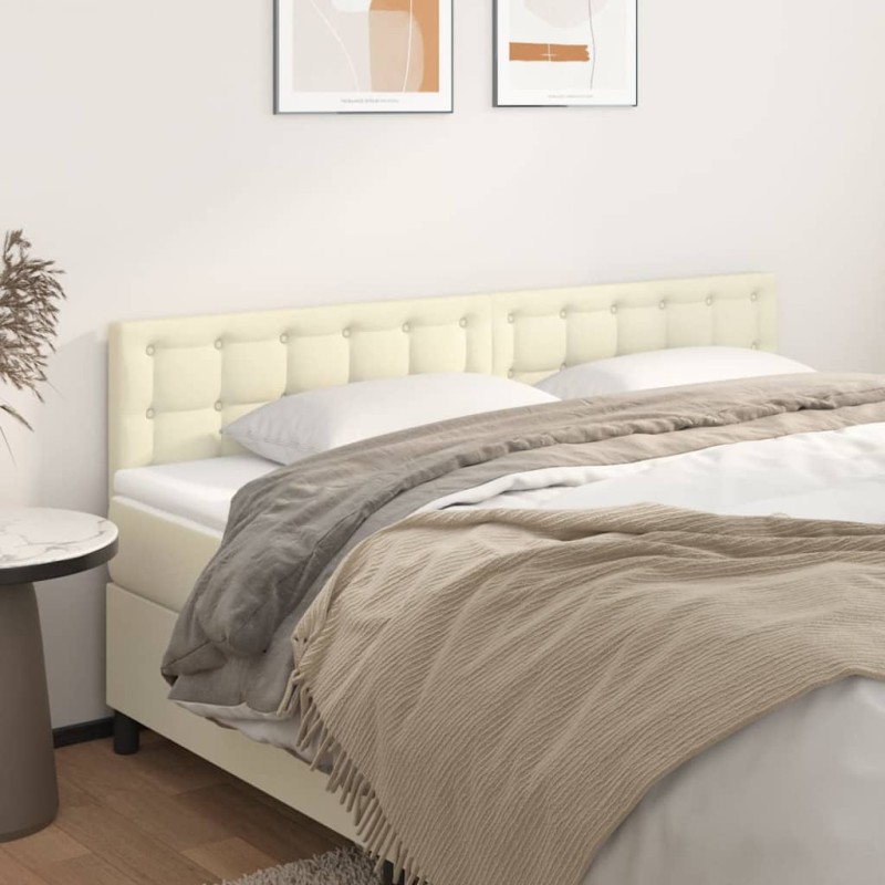 vidaXL Cabeceros 2 unidades cuero sintético color crema 90x5x78/88cm vidaXL Cabeceros 2 unidades cuero sintético color crema 90x5x78/88cm
