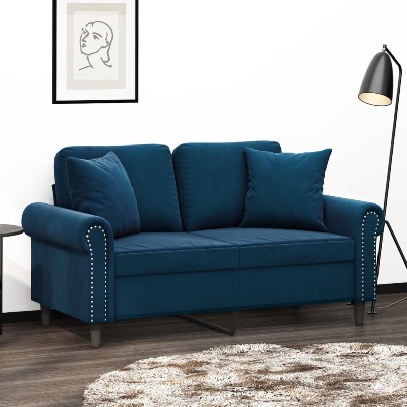 vidaXL Cojines decorativos 2 uds terciopelo azul 40x40 cm vidaXL Cojines decorativos 2 uds terciopelo azul 40x40 cm