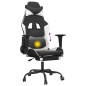 vidaXL Silla gaming masaje y reposapiés cuero sintético negro blanco vidaXL Silla gaming masaje y reposapiés cuero sintético negro blanco