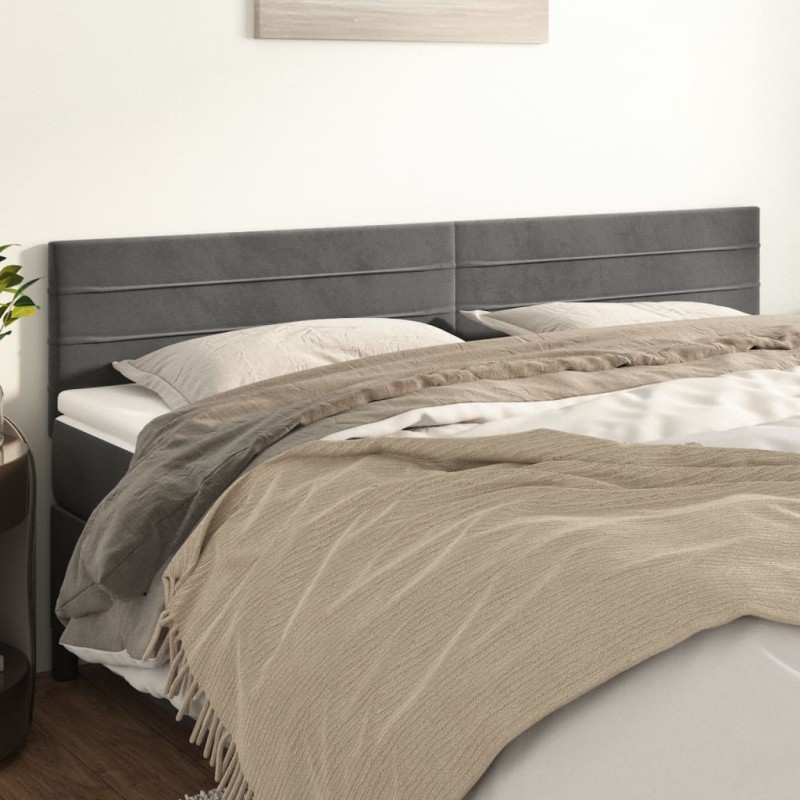 vidaXL Cabeceros 2 unidades de terciopelo gris oscuro 80x5x78/88 cm