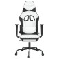 vidaXL Silla gaming masaje y reposapiés cuero sintético negro blanco vidaXL Silla gaming masaje y reposapiés cuero sintético negro blanco