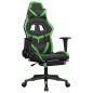 vidaXL Silla gaming de masaje y reposapiés cuero sintético negro verde vidaXL Silla gaming de masaje y reposapiés cuero sintético negro verde