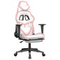 vidaXL Silla gaming masaje y reposapiés cuero sintético blanco y rosa vidaXL Silla gaming masaje y reposapiés cuero sintético blanco y rosa