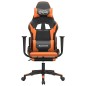 vidaXL Silla gaming masaje y reposapiés cuero sintético negro naranja vidaXL Silla gaming masaje y reposapiés cuero sintético negro naranja