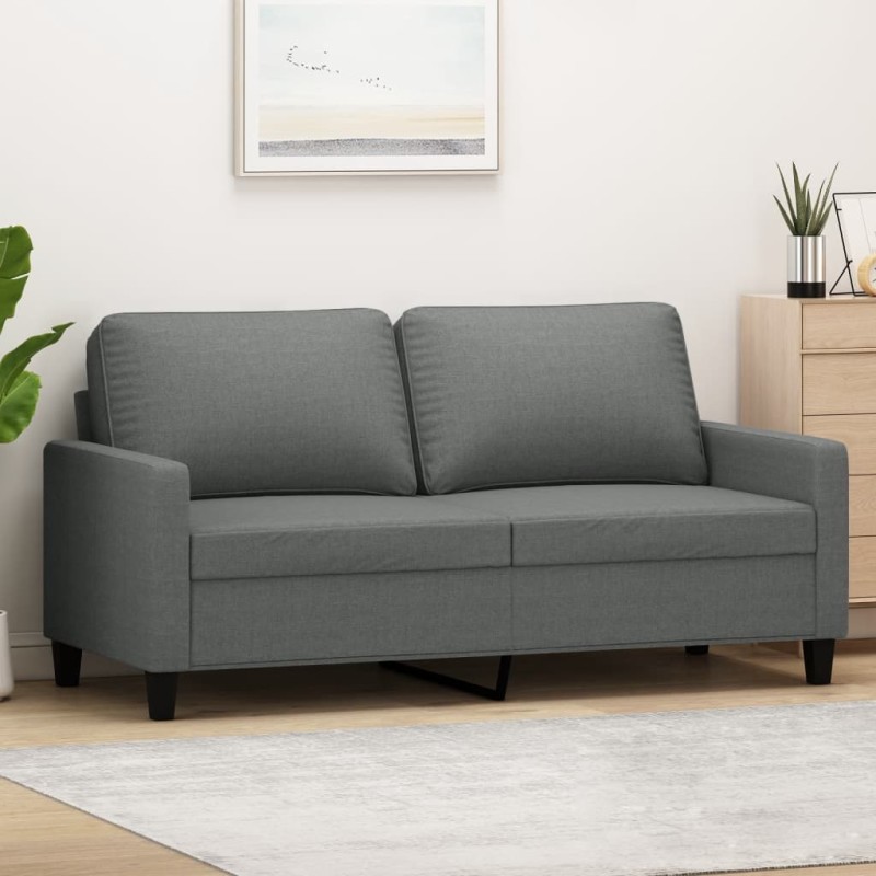 vidaXL Sofá de 2 plazas de tela gris oscuro 140 cm vidaXL Sofá de 2 plazas de tela gris oscuro 140 cm