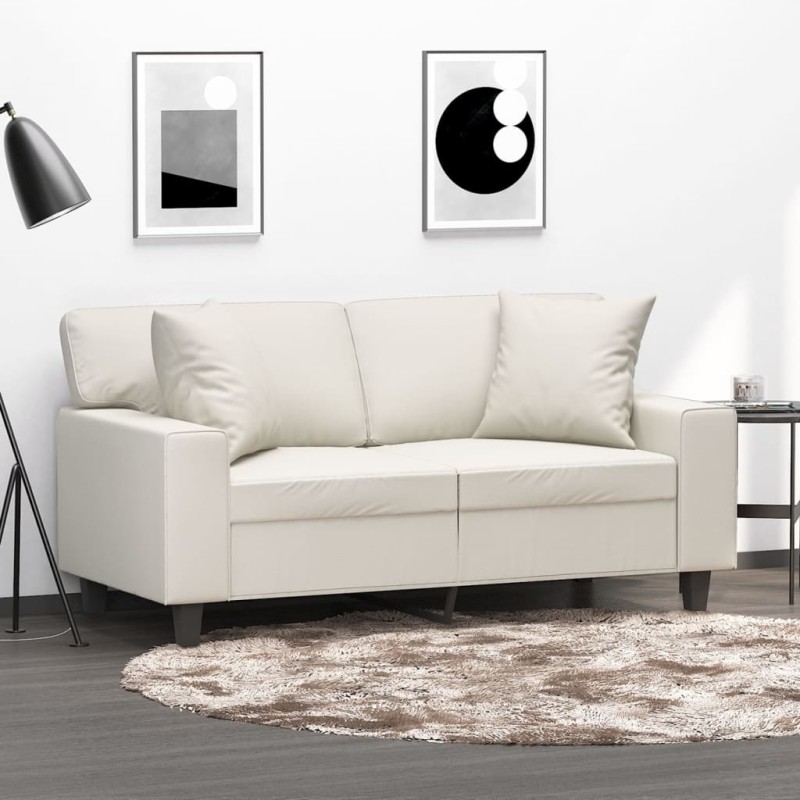 vidaXL Cojines decorativos 2 uds cuero sintético crema 40x40 cm