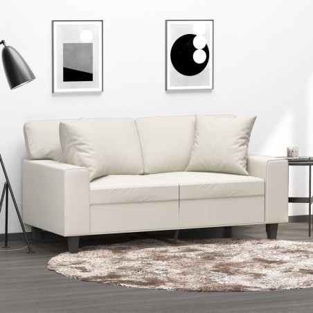 vidaXL Cojines decorativos 2 uds cuero sintético crema 40x40 cm