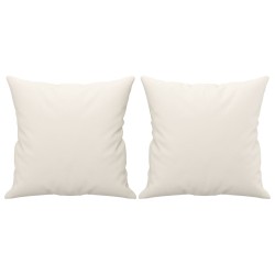 vidaXL Cojines decorativos 2 uds cuero sintético crema 40x40 cm