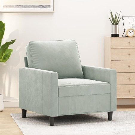 vidaXL Sillón de terciopelo gris claro 60 cm 