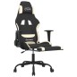 vidaXL Silla gaming de masaje con reposapiés tela negro y crema vidaXL Silla gaming de masaje con reposapiés tela negro y crema