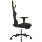 vidaXL Silla gaming de masaje con reposapiés tela negro y crema vidaXL Silla gaming de masaje con reposapiés tela negro y crema