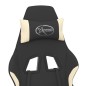 vidaXL Silla gaming de masaje con reposapiés tela negro y crema vidaXL Silla gaming de masaje con reposapiés tela negro y crema