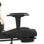 vidaXL Silla gaming de masaje con reposapiés tela negro y crema vidaXL Silla gaming de masaje con reposapiés tela negro y crema