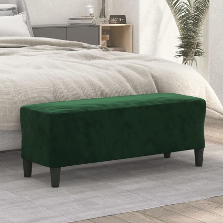 vidaXL Banco de terciopelo verde oscuro 100x35x41 cm
