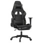 vidaXL Silla gaming de masaje y reposapiés cuero sintético negro gris vidaXL Silla gaming de masaje y reposapiés cuero sintético negro gris