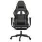 vidaXL Silla gaming de masaje y reposapiés cuero sintético negro gris vidaXL Silla gaming de masaje y reposapiés cuero sintético negro gris