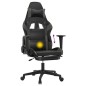 vidaXL Silla gaming de masaje y reposapiés cuero sintético negro gris vidaXL Silla gaming de masaje y reposapiés cuero sintético negro gris