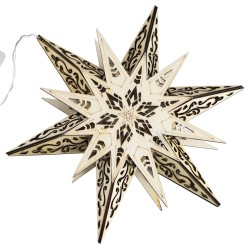 HI Estrella de madera tallada iluminada