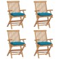 vidaXL Sillas de jardín 4 uds madera teca con cojines azul claro vidaXL Sillas de jardín 4 uds madera teca con cojines azul claro
