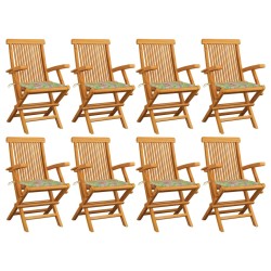 vidaXL Sillas de jardín 8 uds madera teca con cojines estampado hojas