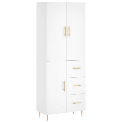vidaXL Aparador alto madera contrachapada blanco 69,5x34x180 cm
