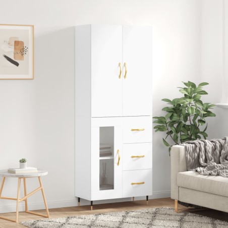 vidaXL Aparador alto madera contrachapada blanco 69,5x34x180 cm