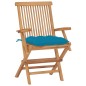 vidaXL Sillas de jardín 8 uds madera teca con cojines azul claro