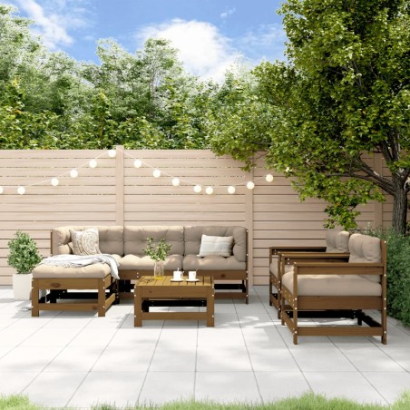 vidaXL Juego de muebles jardín 7 pzas madera maciza pino marrón miel