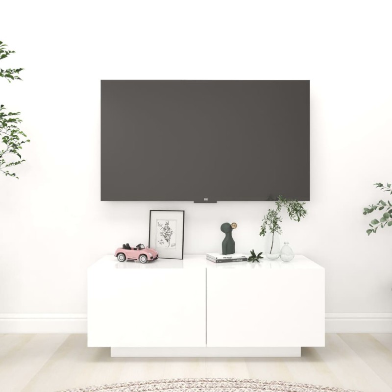 vidaXL Mueble para TV madera contrachapada blanco 100x35x40 cm