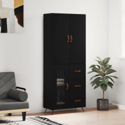 vidaXL Aparador alto madera contrachapada negro 69,5x34x180 cm