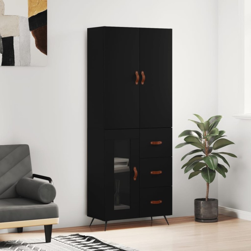 vidaXL Aparador alto madera contrachapada negro 69,5x34x180 cm vidaXL Aparador alto madera contrachapada negro 69,5x34x180 cm