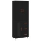 vidaXL Aparador alto madera contrachapada negro 69,5x34x180 cm vidaXL Aparador alto madera contrachapada negro 69,5x34x180 cm